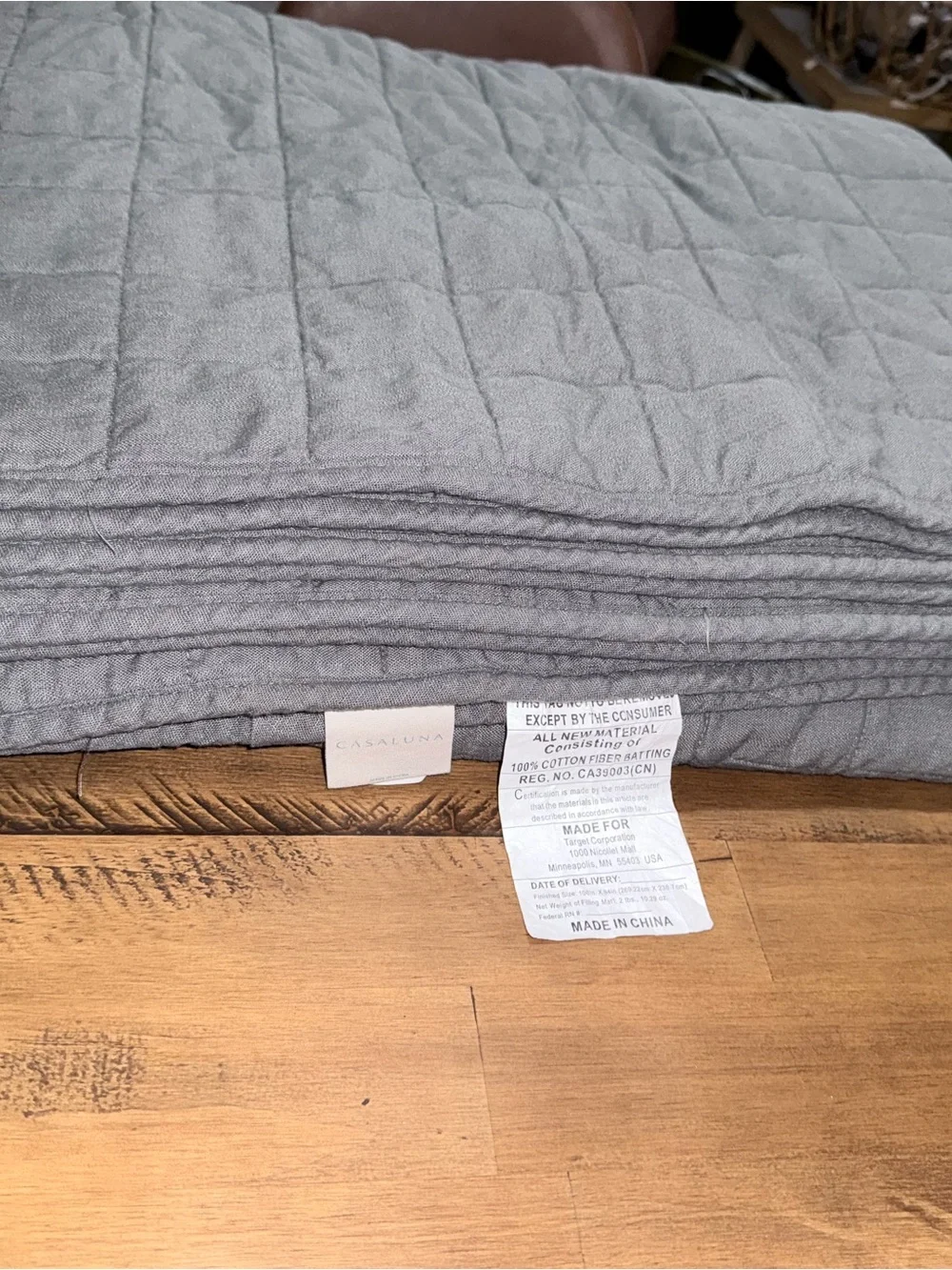 Casaluna King Size grey heavyweight quilt. 100% cotton. NWOT